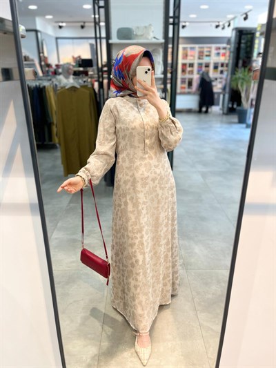 Tuğba Balon Kol Elbise - Vizon