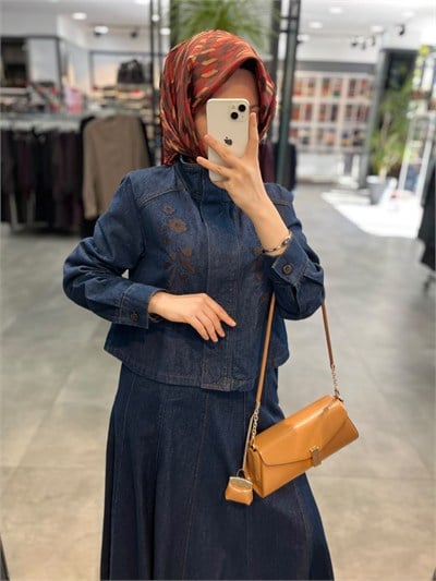 Tuğba Lyocell Karışım Dik Yaka Ceket - Lacivert