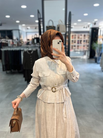 Tuğba Önden Pilikaşeli Takım - Ekru