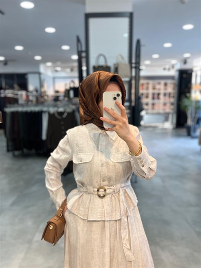 Tuğba Önden Pilikaşeli Takım - Ekru