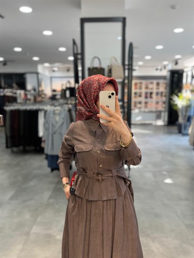Tuğba Önden Pilikaşeli Takım - Kahve
