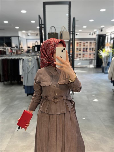 Tuğba Önden Pilikaşeli Takım - Kahve