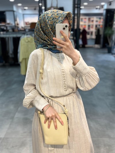 Tuğba Önü Düğmeli Elbise - Bej
