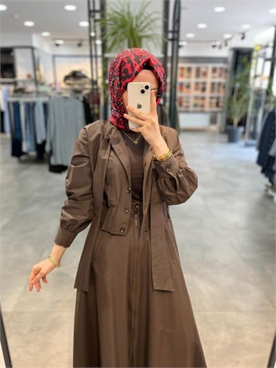 Tuğba Pamuk Karışım Gömlek Yaka Ceket - Kahve