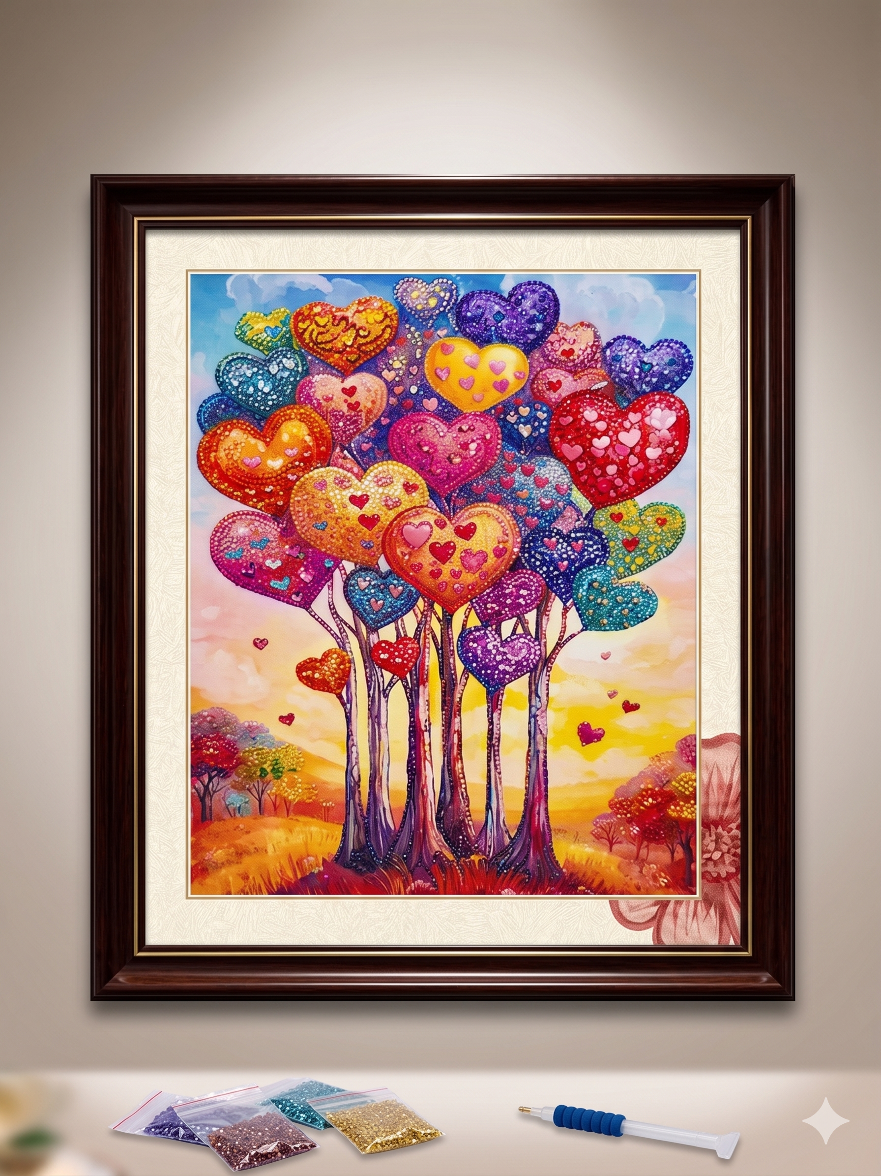 Boncuk İşleme Kiti 50 x 65 Kalp Ağacı