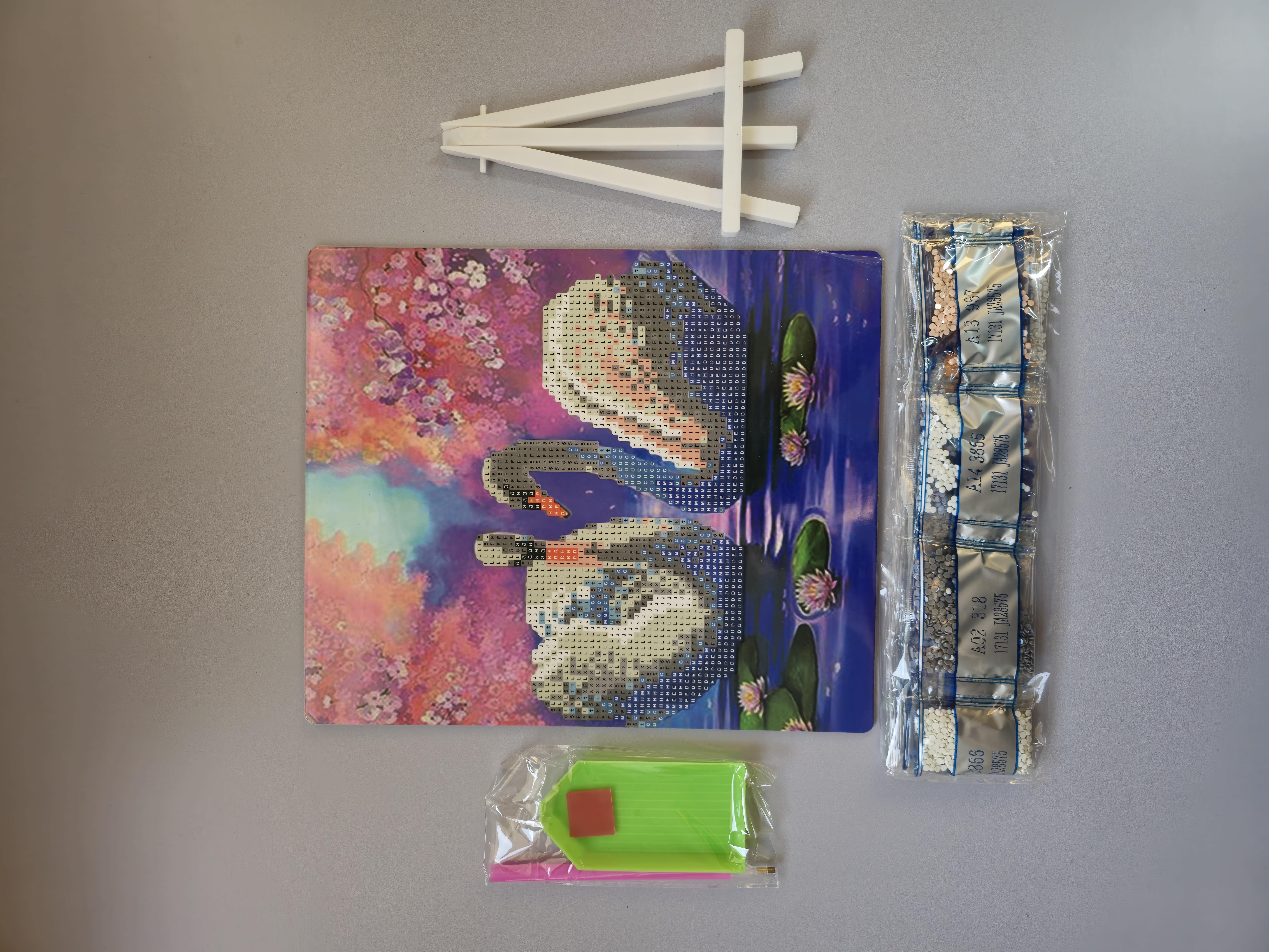 Elmas Boyama Puzzle Kit, Göldeki Kuğular 21x25 cm Mozaik