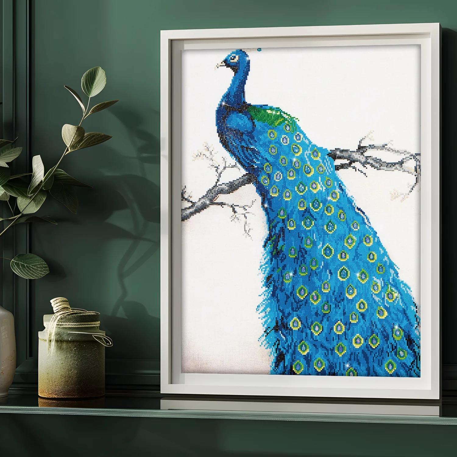 Diamond Dotz Elmas Mozaik Tablo Mavi Tavus Kuşu – 60 x 84 cm