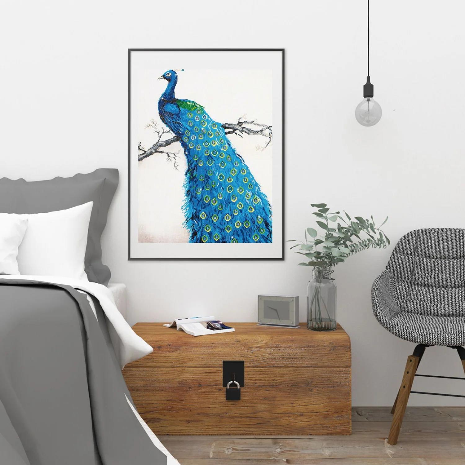 Diamond Dotz Elmas Mozaik Tablo Mavi Tavus Kuşu – 60 x 84 cm