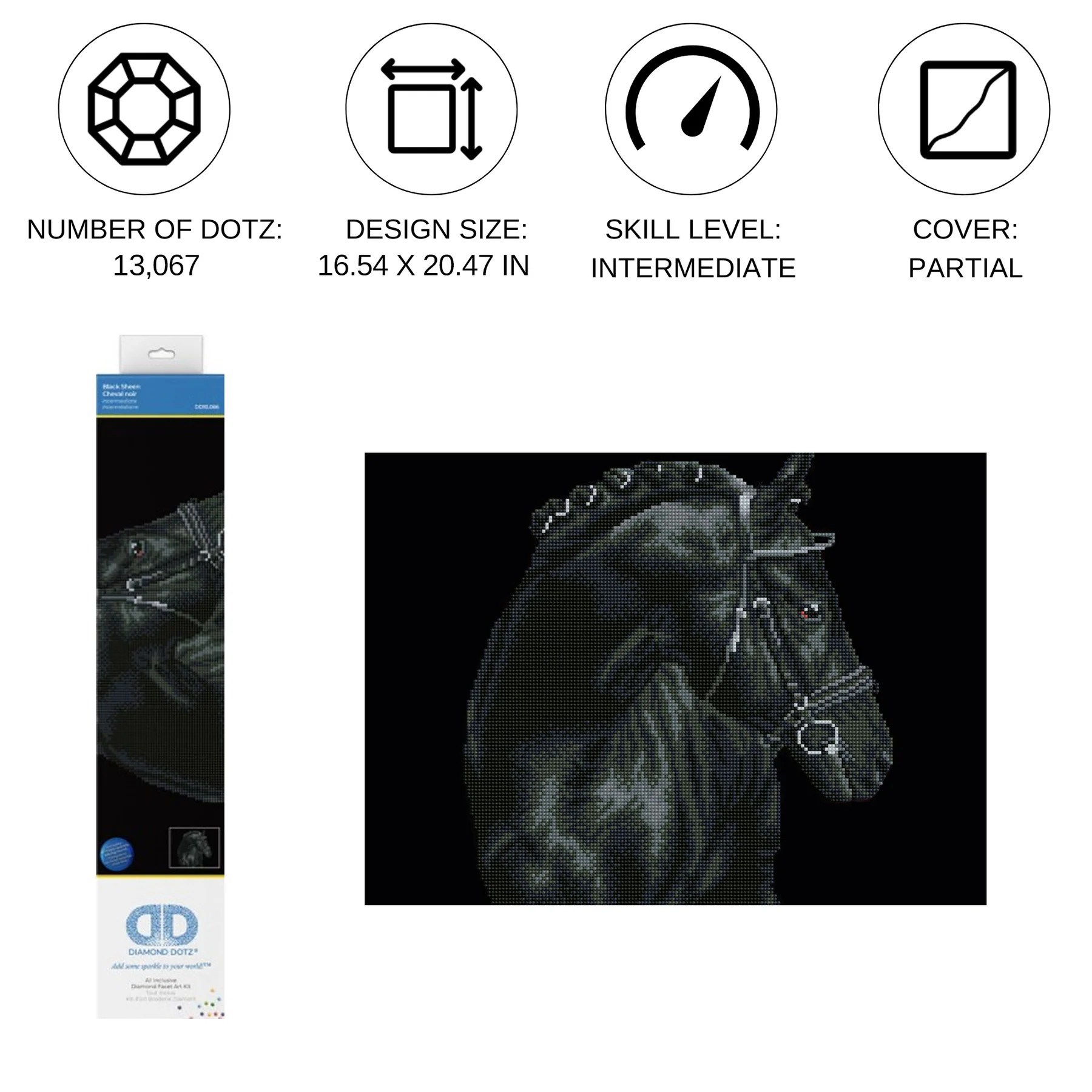 Diamond Dotz Elmas Mozaik Tablo Siyah Işıltı – 41,9 x 52,1 cm
