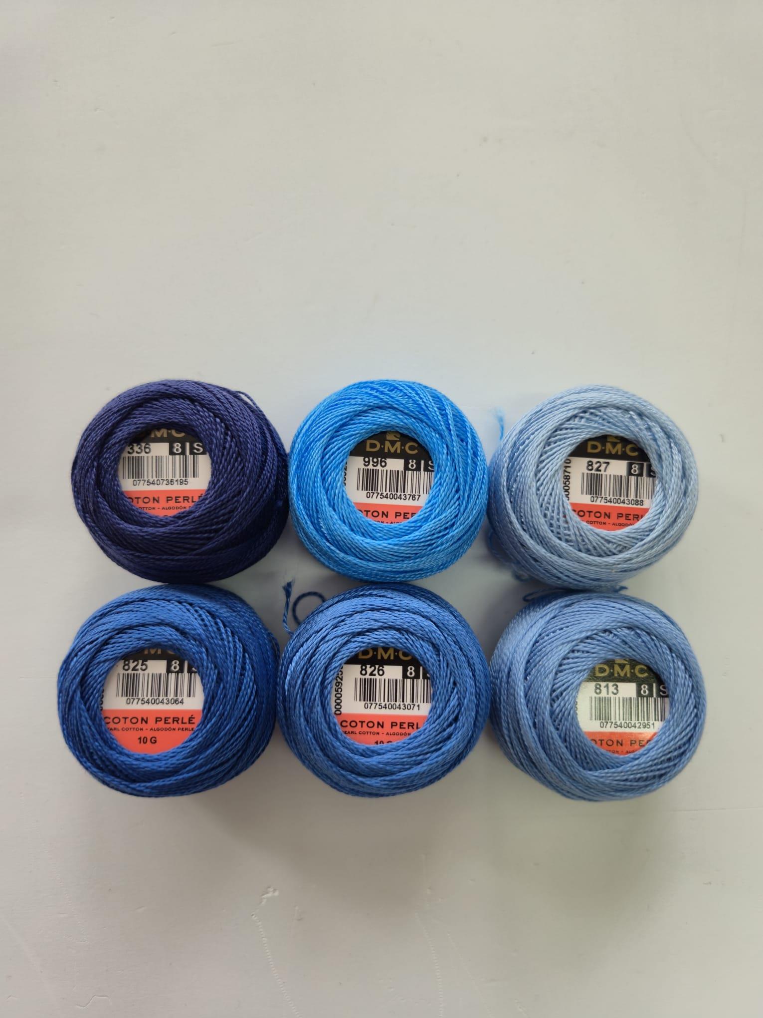 DMC KOTON PERLE 8 NUMARA - MAVİ TONLARI SET