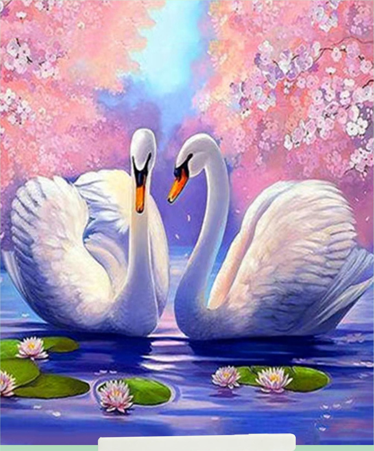 Elmas Boyama Puzzle Kit, Göldeki Kuğular 21x25 cm Mozaik