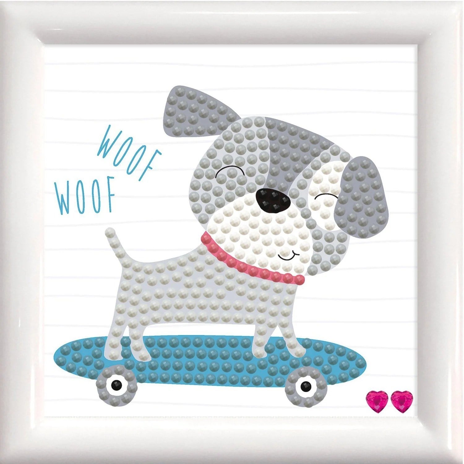 Elmas Mozaik Tablo 9.5 x 9.5cm Kaykaylı Köpek Boncuk Yapıştırma Kiti - Çerçeveli