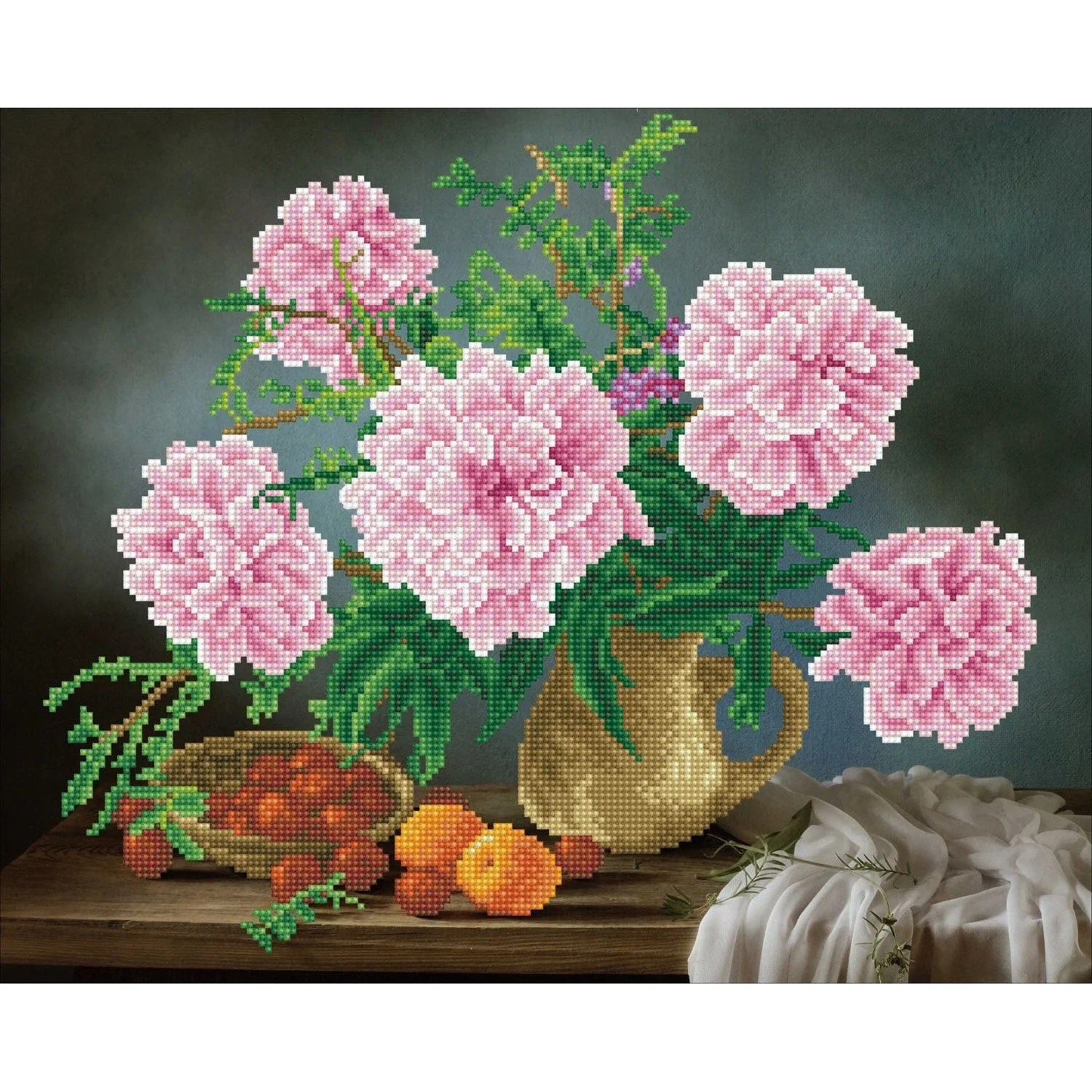 Diamond Dotz Elmas Mozaik Tablo Pembe Bahar Çiçekleri – 40 x 50 cm