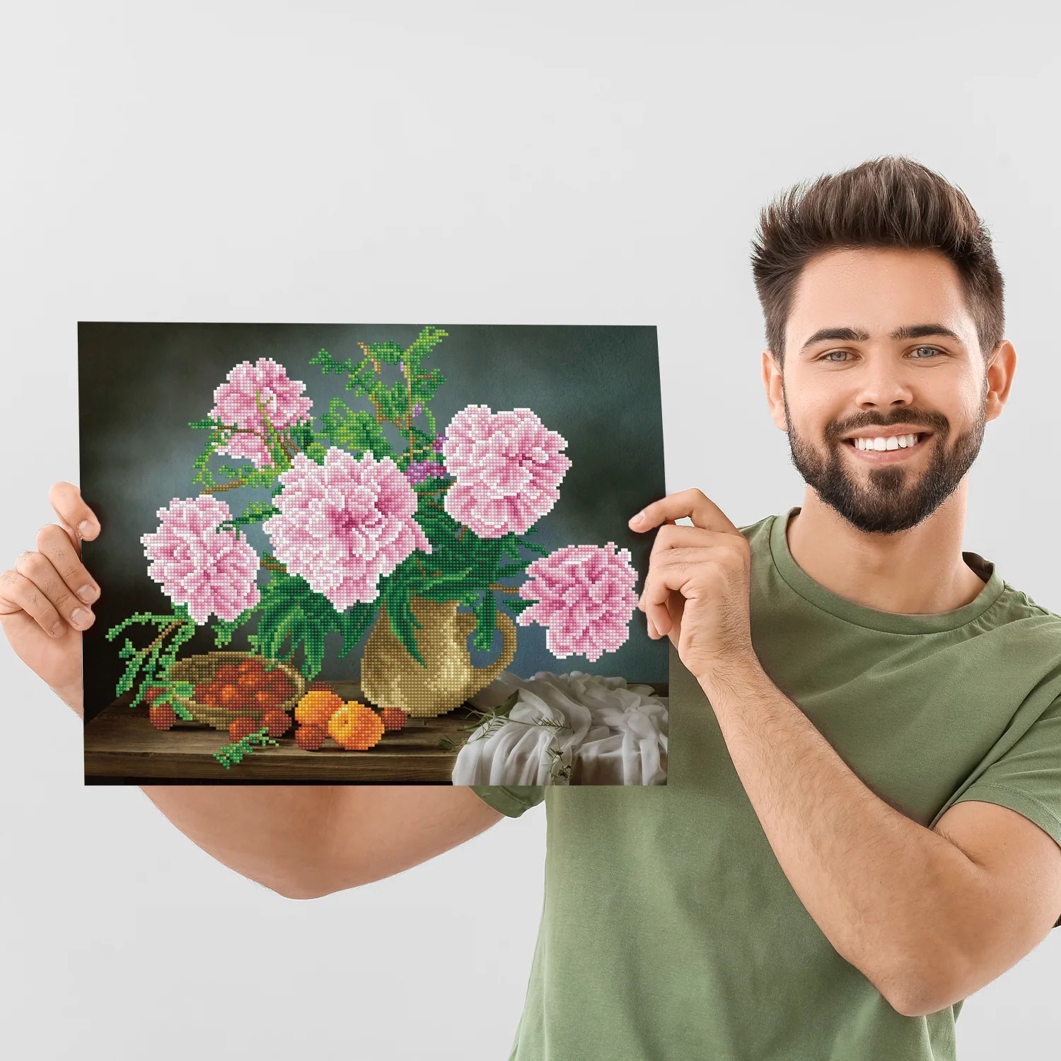 Diamond Dotz Elmas Mozaik Tablo Pembe Bahar Çiçekleri – 40 x 50 cm