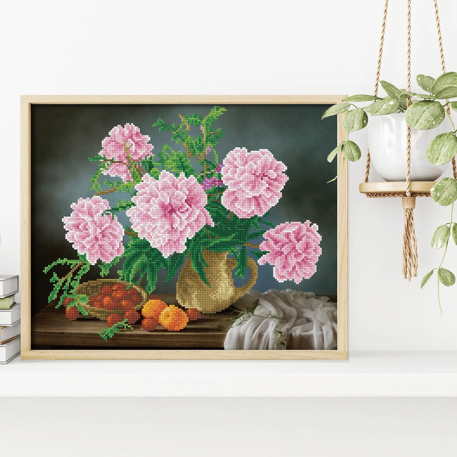 Diamond Dotz Elmas Mozaik Tablo Pembe Bahar Çiçekleri – 40 x 50 cm