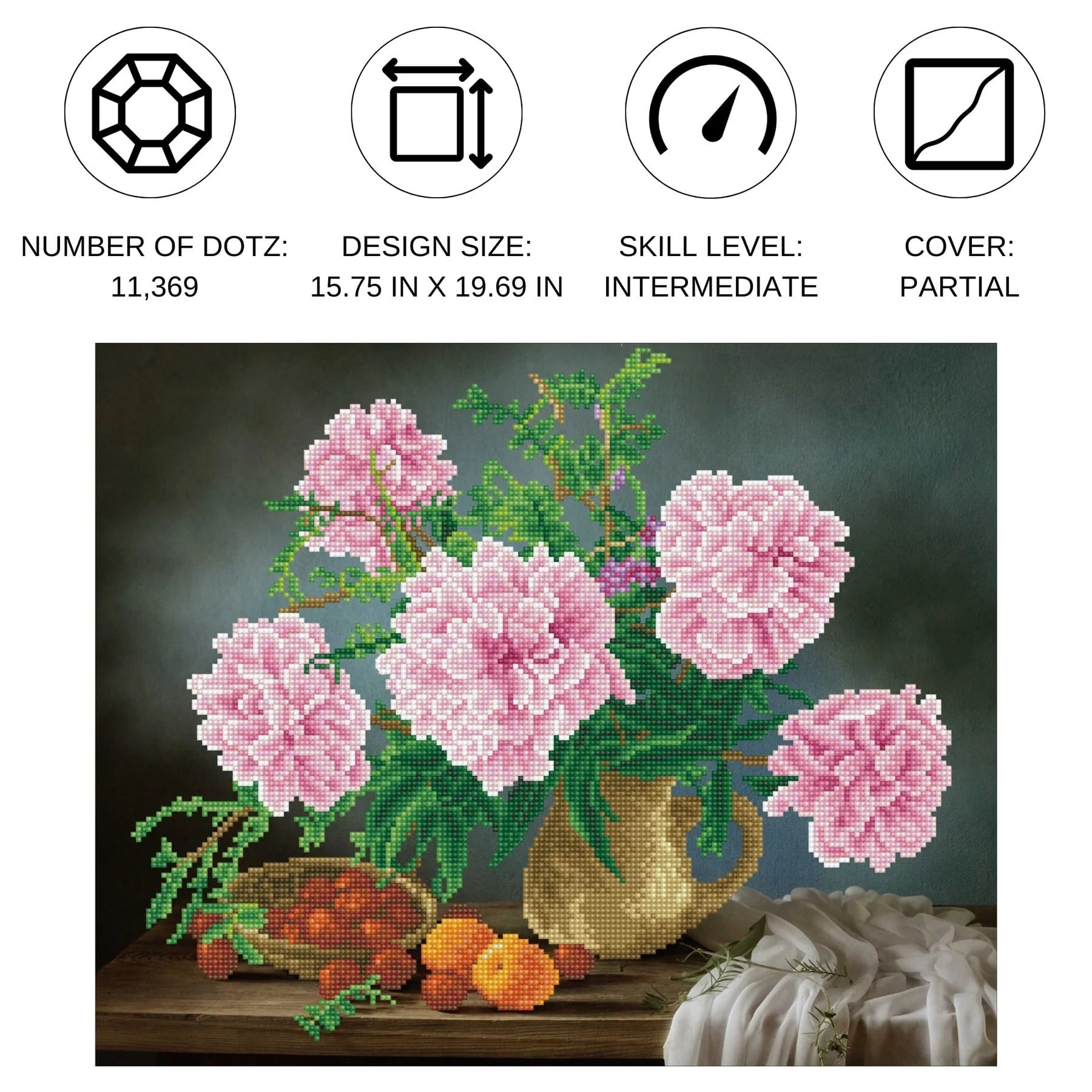 Diamond Dotz Elmas Mozaik Tablo Pembe Bahar Çiçekleri – 40 x 50 cm