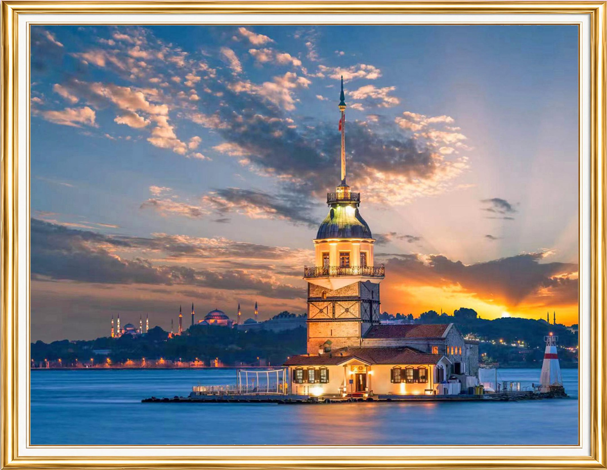 Gün Batımında Kız Kulesi Elmas Mozaik Puzzle Kit 40x50 cm