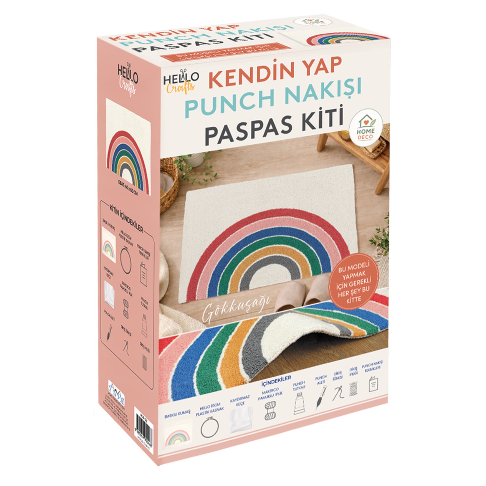 Hello Crafts Punch Paspas Kiti, Kendin Yap Punch Seti, Gökkuşağı Desen