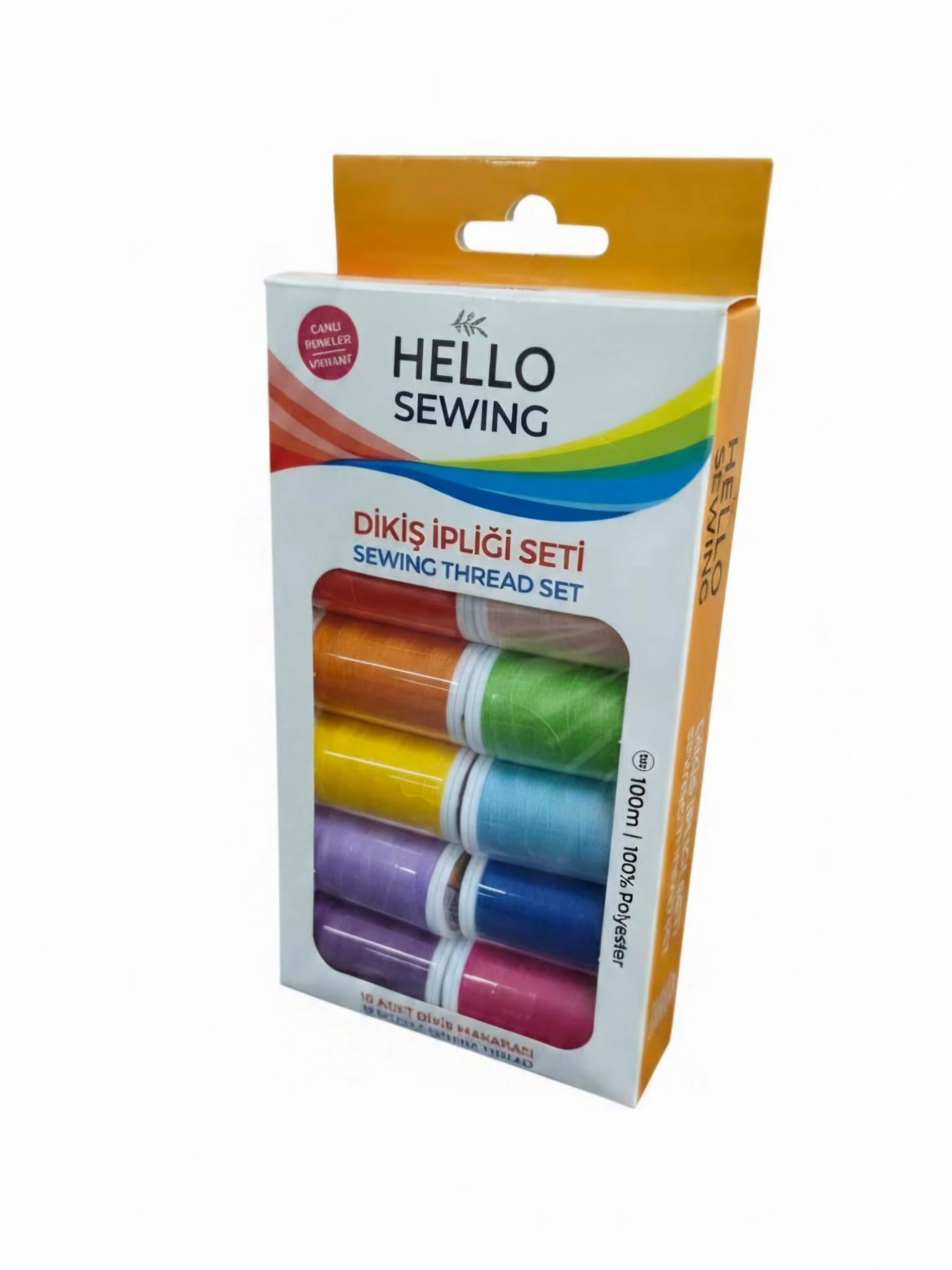 Hello Dikiş İpliği Seti - Birinci kalite Canlı Renkler 10lu İplik Seti