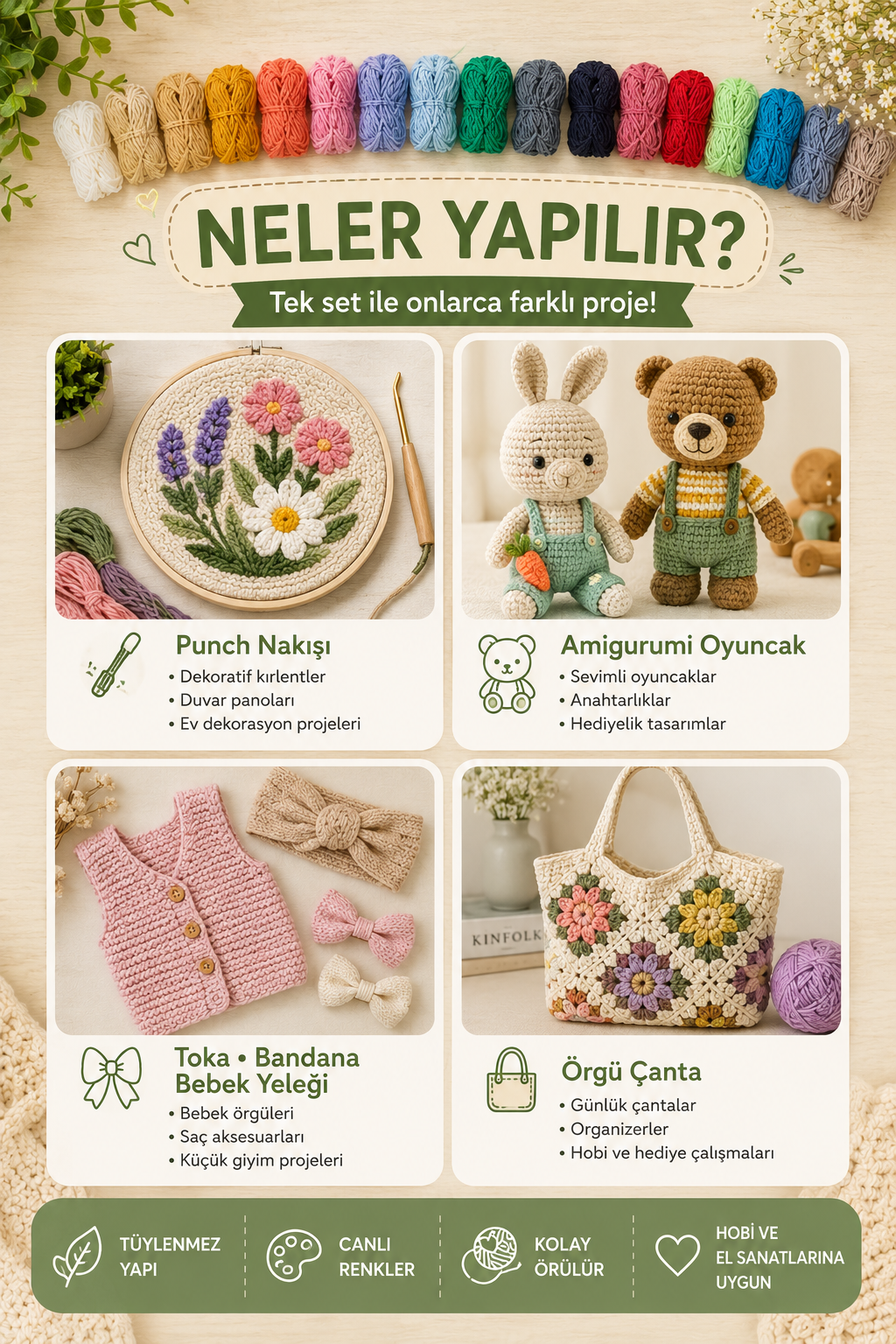 Makerco Örgü İpi Seti 18li