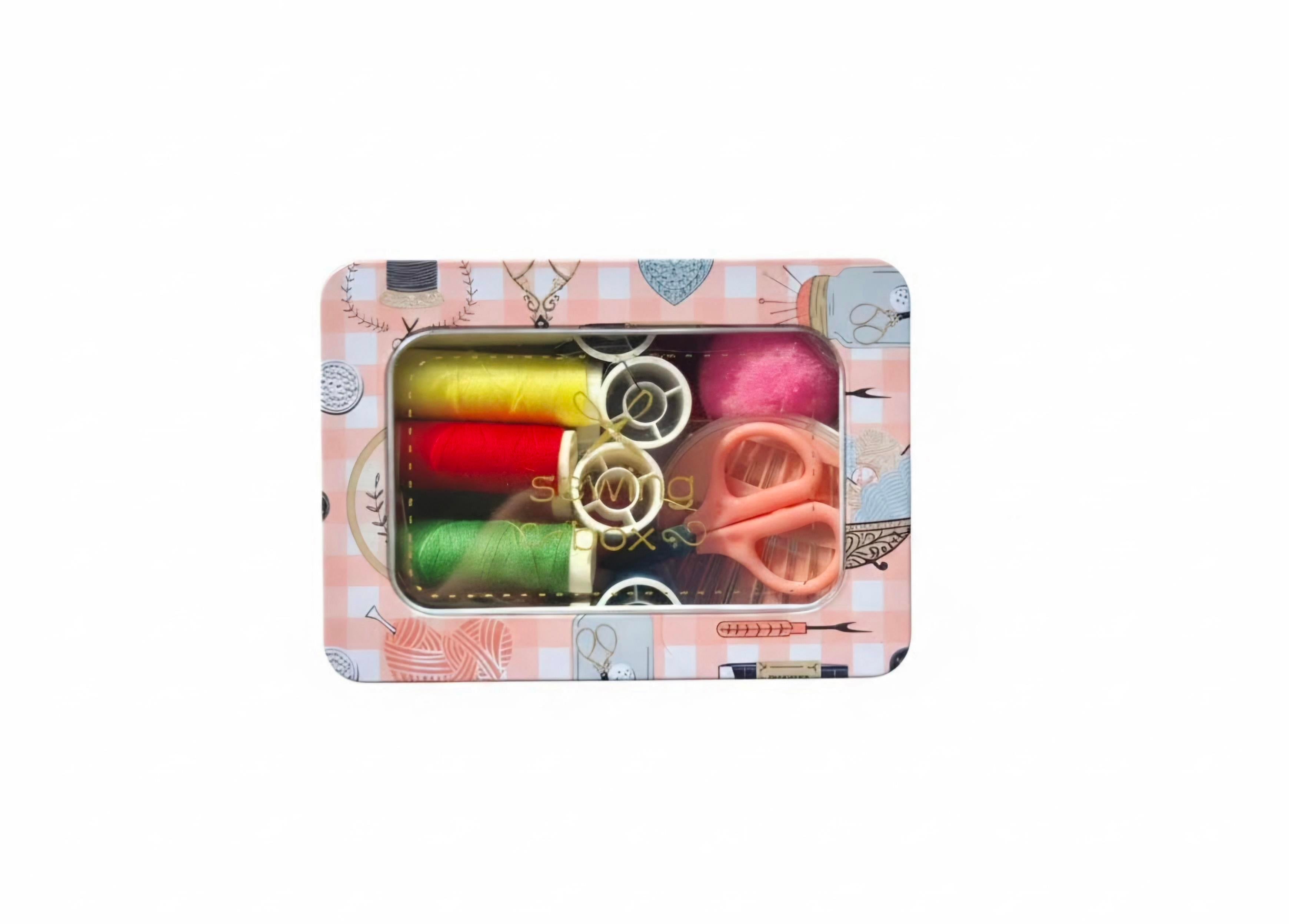 Taşınabilir Mini Dikiş Seti – Metal Kutulu Pratik tamir -pembe 