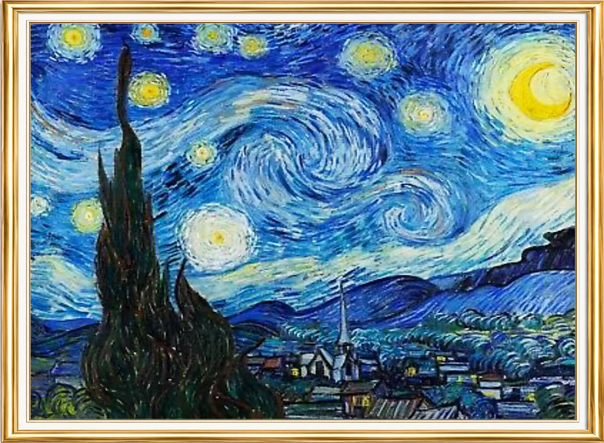 Elmas Boyama Puzzle Kit, Van Gogh Yıldızlı Gece 30x40 cm Mozaik