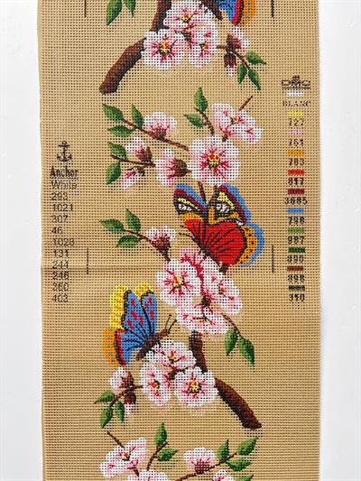 25x100 cm Kelebek ve Çiçek Desenli DMC Muline İplikli Goblen Kiti