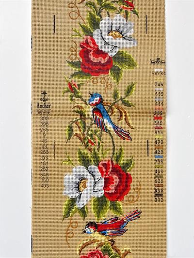 25x100 cm Kuş ve Çiçek Desenli DMC Muline İplikli Goblen Kiti