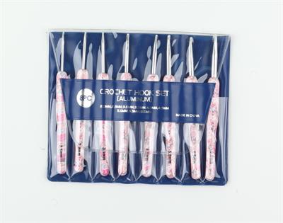 8li Tığ Seti - Pembe Desenli