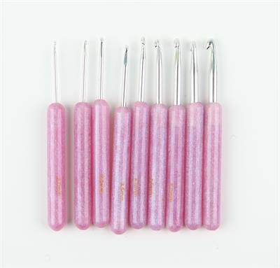 9lu Tığ Seti - Kristal Pembe Desenli