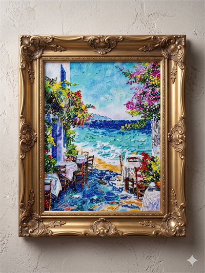 Boncuk İşleme Kiti  30 x 40 Deniz kenarındaki Sokak 