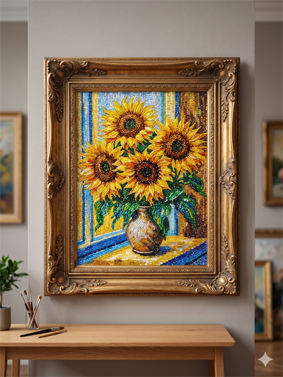 Boncuk İşleme Kiti 30 x 40 Dört Ayçiçeği