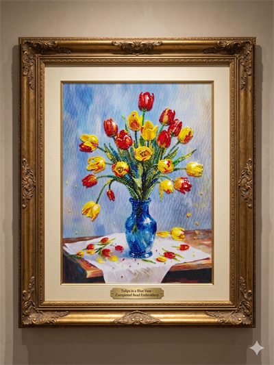 Boncuk İşleme Kiti  30 x 40 Masadaki Laleler 