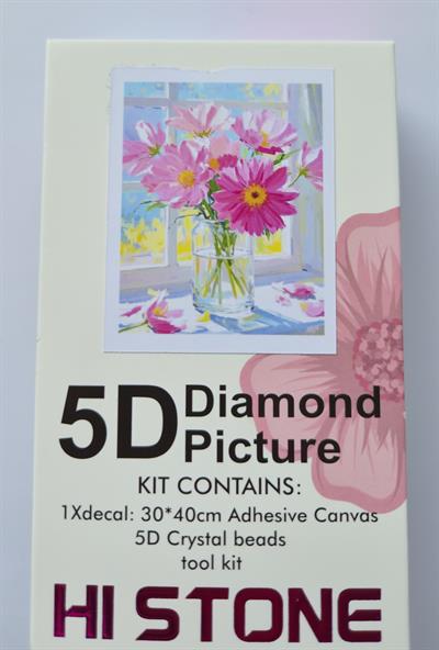 Boncuk İşleme Kiti  30 x40 Cam Vazodaki Çiçek 