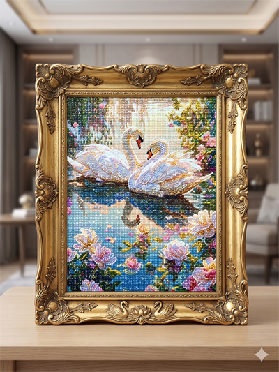 Boncuk İşleme Kiti  30 x40 Göldeki Kuğular 
