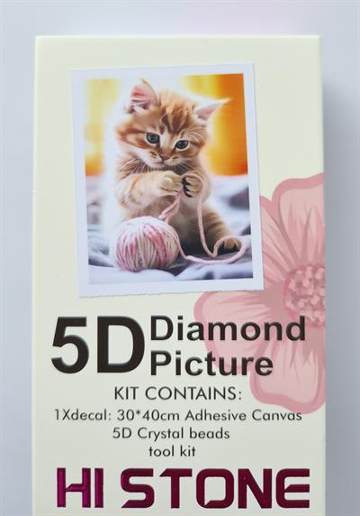 Boncuk İşleme Kiti  30 x40 Sevimli Kedi
