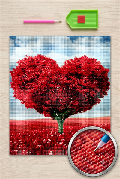 Boncuk İşleme Kiti 50 x 40 Kalp Ağacı