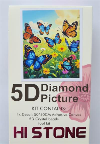 Boncuk İşleme Kiti 50 x 40 Kelebekli çiçek bahçesi 