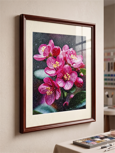 Boncuk İşleme Kiti 50 x 40 Pembe çiçek 