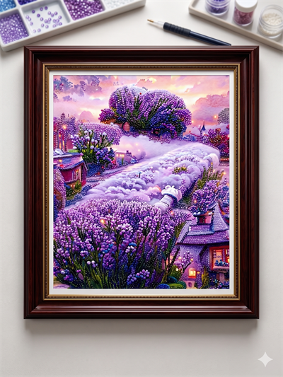 Boncuk İşleme Kiti 50 x 65 Mor Manzara