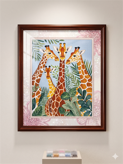 Boncuk İşleme Kiti 50 x 65 Ormanda Zürafalar