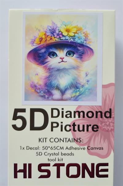 Boncuk İşleme Kiti 50 x 65 Şapkalı kedi
