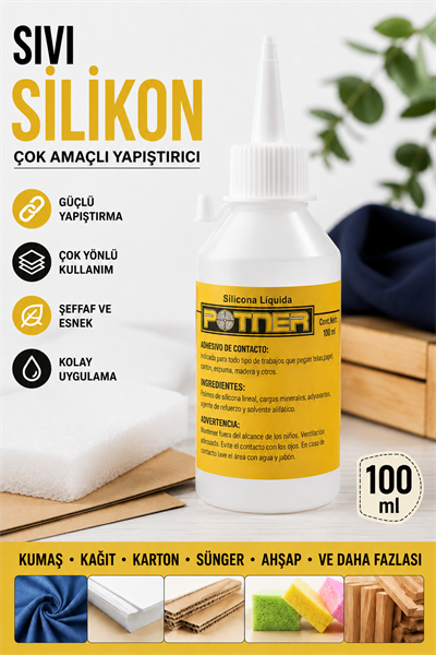 Çok Amaçlı Sıvı Silikon Yapıştırıcı 100 ml, Kumaş Yapıştırıcı Soğuk Silikon Tutkal