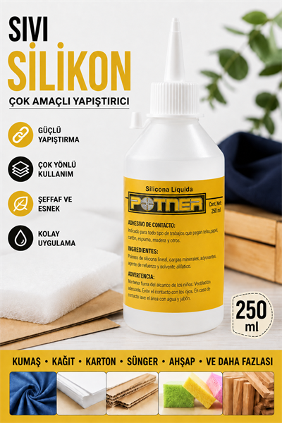 Çok Amaçlı Sıvı Silikon Yapıştırıcı 250 ml, Kumaş Yapıştırıcı Soğuk Silikon Tutkal
