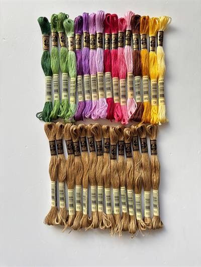 Çok Renkli Çiçek Goblen Kiti, DMC Muline İplikli Set 25x100