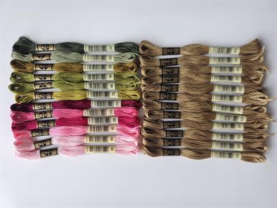 Pembe Güllü Goblen Kiti, DMC Muline İplikli Set 25x100