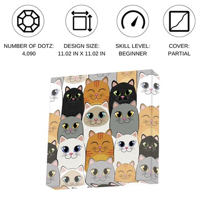 Diamond Dotz Elmas Mozaik Tablo Tatlı Kediler – 28 x 28 cm