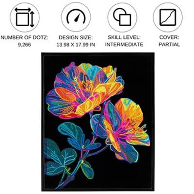 Diamond Dotz Neon Çiçek Grubu - 36x46 cm