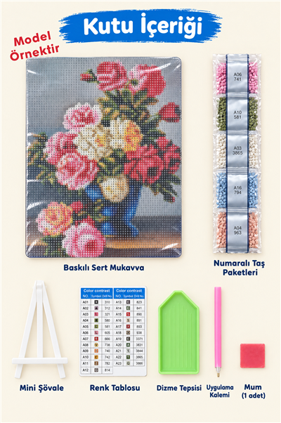 Elmas Boyama Puzzle Kit, Pembe Fiyonklu Yorkie Köpek 21x25 cm Mozaik