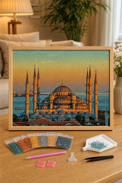 Elmas Boyama Puzzle Kit, Sultanahmet Camii 40x50 cm Mozaik